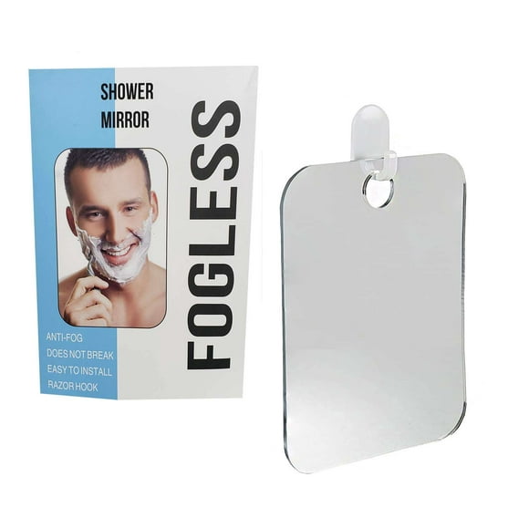 LIGHTSMAX Anti-Fog Shower Mirror | Fogless Bathroom Shaving Mirror | 33% Larger Than Original | Long-Lasting Removable Adhesive Hook