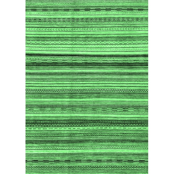 Ahgly Company Indoor Rectangle Abstract Emerald Green Modern Area Rugs, 7' x 9'