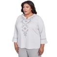 thumbnail image 3 of Alfred Dunner Womens Plus-Size Embroidered Scroll Bell Sleeve Top, 3 of 4