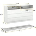 thumbnail image 2 of 6 Drawer Dresser with Full Length Mirror 48"x16" ,Wide Chests of Drawers with LED Light,White Storage Dresser with Power Outlet,Modern Dressers for Bedroom, Living Room, Hallway(White), 2 of 5