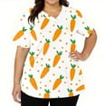 thumbnail image 3 of LTTVQM Women's Easter Scrub Tops Bunny Eggs Print Cute Short Sleeve Clothes Soft V-Neck Holiday Tops with Pockets White 5XL, 3 of 5