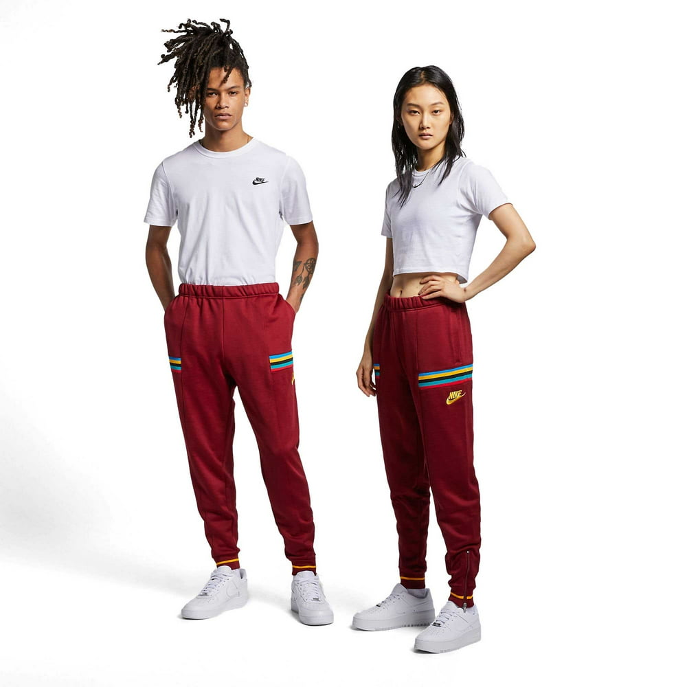 nike polyknit track pants in blue and orange