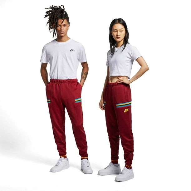 nike polyknit track pants in blue and orange