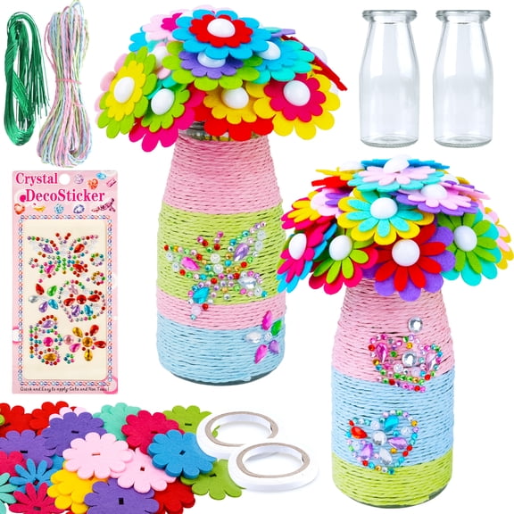 Girls Toys Gifts Age 5-12, Kids Arts Crafts Flower Kits for 4-11 Year Old Girl Birthday Gift for 6 7 8 9 Year Olds Kids Boys, Art Toys for Girls Age 4-12 Children's Present Flower Vase for Girls