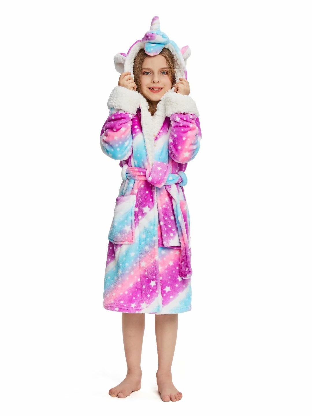 UsHigh Kids Unicorn Bathrobe Flannel Soft Sleepwear Gift Comfy Four Season