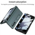 thumbnail image 4 of SaniMore for Samsung Galaxy Z Fold 5 (7.6" 2023) Case, Magnetic S Pen Holder Hinge Protection + HD Tempered Glass Screen Protector + Foldable Bracket, Shockproof Bumper, Anti-drop Shell, Silver, 4 of 13