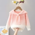 thumbnail image 4 of IVEYRTF Girls Sweaters Gradient Color Knit Top with Cape Long Sleeve Fall Winter Casual French Warm Sweater for Kids 2-13 Years(Pink,3 -4 Years), 4 of 7