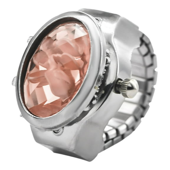 ZMKIAG Colorful Rhinestones Ring Watch for Women - Fashion Finger Watch with Stainless Steel Band - Oval Dial Oval Dial Stylish Jewelry Accessory - Unique Birthday Gift Idea for Her