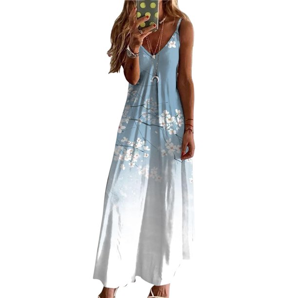 WILLBEST Vestidos Floreados para Mujer Vestidos de Verano para Mujer Vestidos de Playa de Verano Vestidos sin Mangas Extra Grande