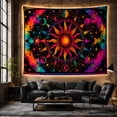 thumbnail image 6 of Sun Mandala Within Orbit Rings and Rainbow Clouds, Dreamy Psychedelic for Space Lovers, Cosmic Wall Art, Housewarming Gift, Tapestry Wall Hanging for Bedroom and Studio, 6 of 7