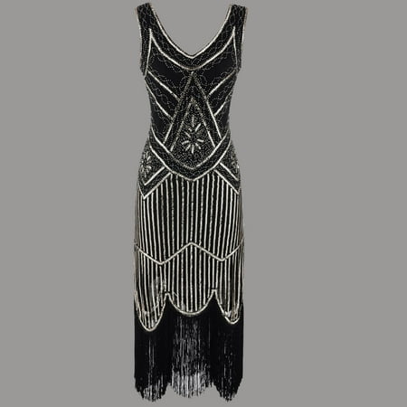 

Leesechin Womens Dresses Clearance Plus Size Vintage 1920s Flapper Tassel Great Evening Party Cocktail Dress