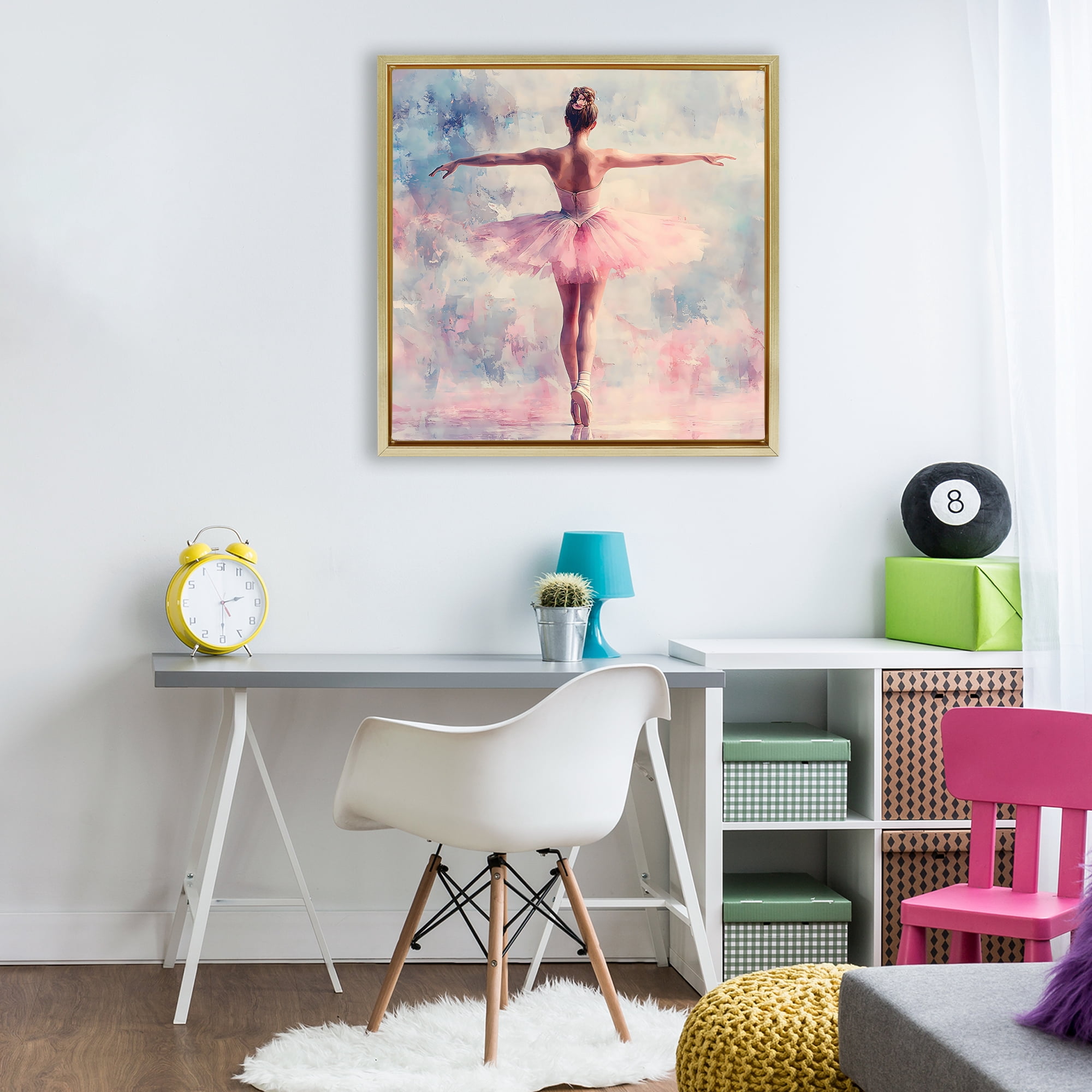 Stupell Industries Elegant Ballet Dancer in Motion Gold Framed Floater Canvas Wall Art, design by Creative Studio