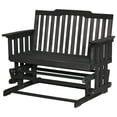 thumbnail image 5 of Demi Bonn 2-Person Patio Swing Glider Bench with Wide Armrest, Wood Outdoor Glider Chairs Rocking Chair Loveseat for Backyard Garden Porch, Black, 5 of 11