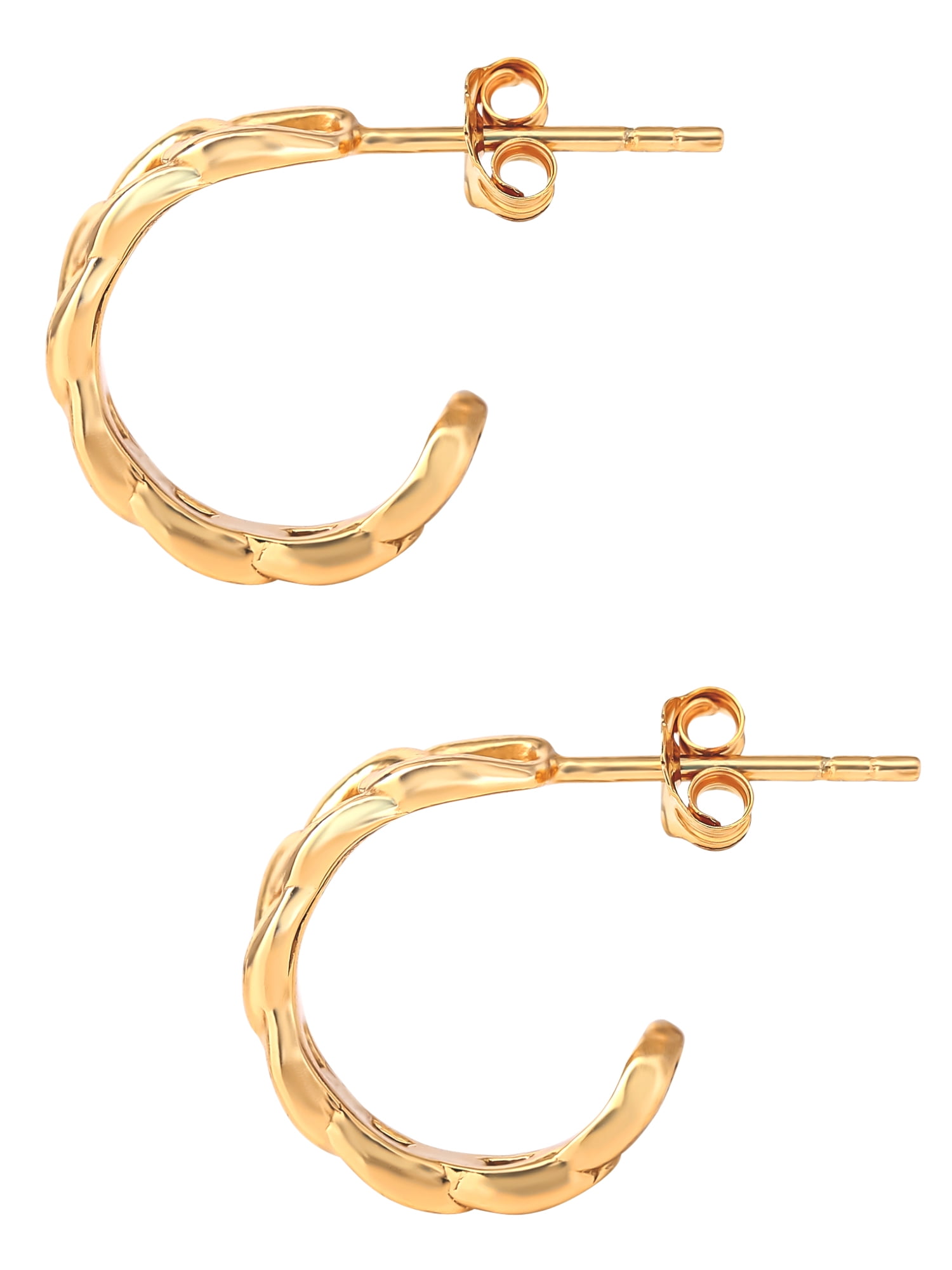 JS Jessica Simpson Women’s Gold Plated Sterling Silver Chain Hoop Earrings