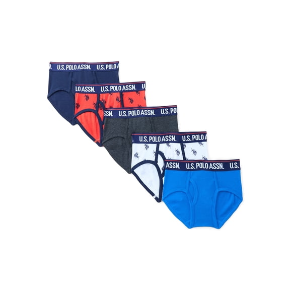 U.S. Polo Assn. Boys Tagless Underwear Briefs, 5-Pack, Sizes S-XL