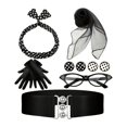 thumbnail image 4 of Accesorios de vestuario de los años 50 para mujer Bufanda Disfraz vintage para festivo Juego de 7 piezas en color negro, 4 of 8