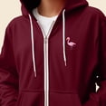 thumbnail image 5 of Dalix Flamingo Embroidered Zip Hoodie Fleece Long Sleeve Pocket Warm Soft Mens in Maroon L Large, 5 of 5
