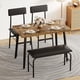 thumbnail image 4 of Yeshouse Juego de mesa de comedor de 4 piezas, con 2 sillas y banco, estructura de metal y tablero de madera, ideal para 4 personas en espacios pequeños y apartamentos, 4 of 6
