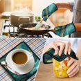 thumbnail image 4 of Teal Gold Marble Kitchen Oven Mitt and Pot Holder Sets 2 Pcs for Baking, Cooking and Grilling, Heat Resistant Up To 392 °F, 4 of 7