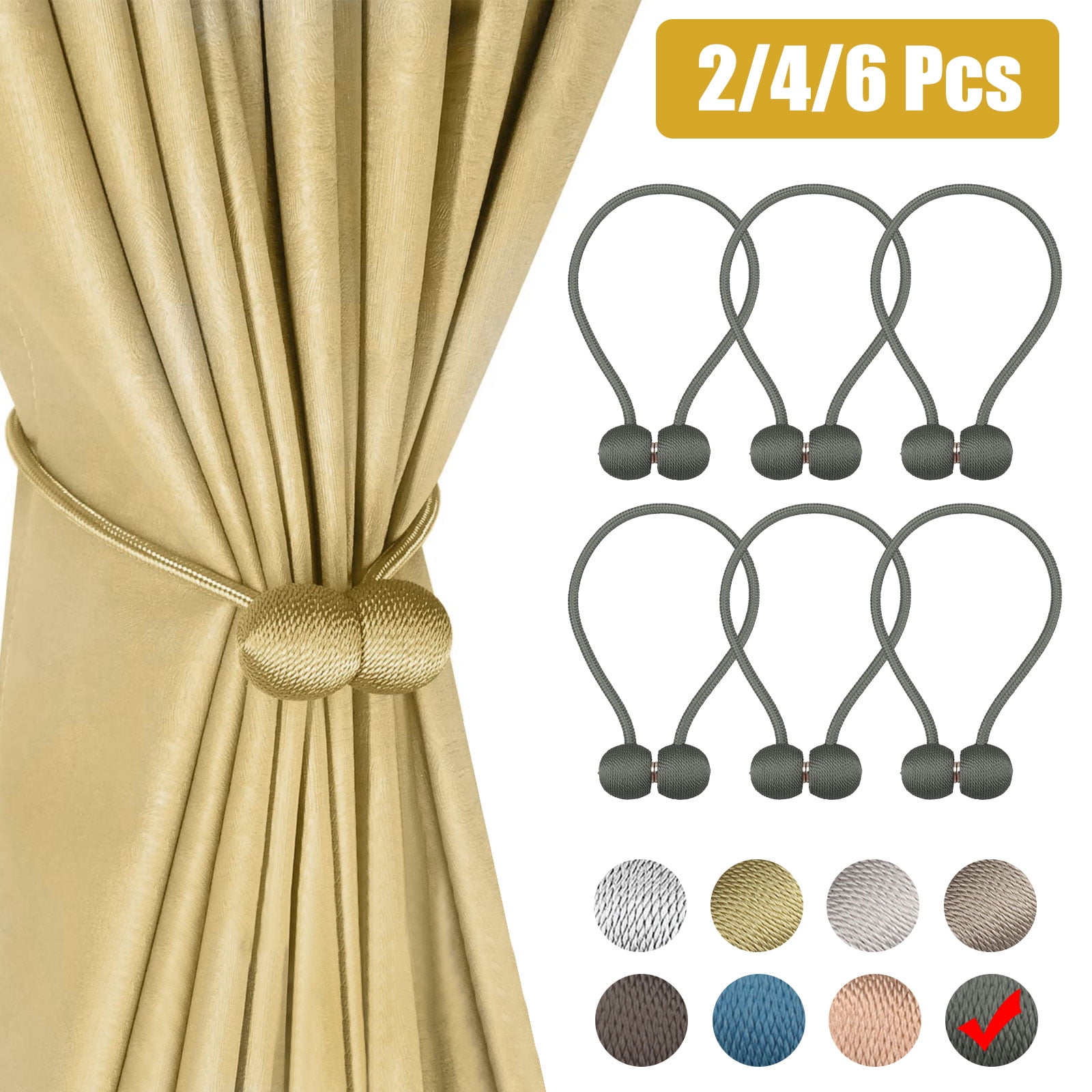 1//2x Curtain Tie Backs Ball Magnetic Buckle Tieback Clips Holdbacks Home Decor