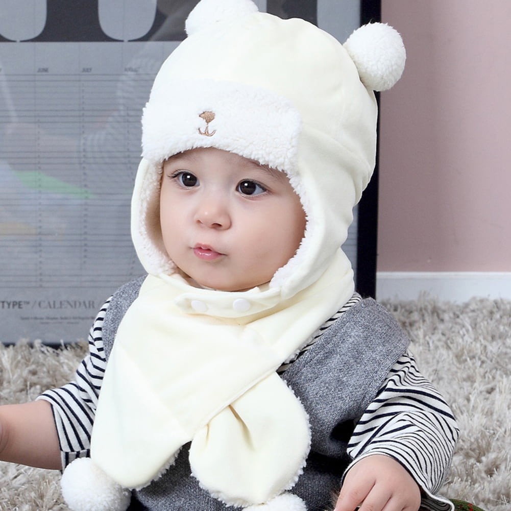 Thermal Fleece Neck Warmer Earflap Hood Hat Scarves with Ears for Boys Girls 1-4 Years ANBET Baby Toddler Kids Winter Warm Hood Hat 