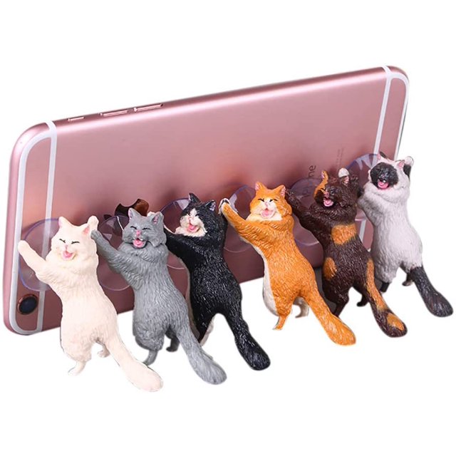 6 Unids Novedad Lindo Gato Teléfono Soporte con ventosa Soporte de escritorio para teléfono inteligente Lindo Gato Soporte para teléfono Soporte para teléfono móvil Soporte con ventosa Tableta Escritorio Soporte para teléfono inteligente Sailing Electrónica