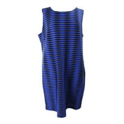 Calvin Klein Plus Size Blue Black Textured Printed Sheath Dress 18W