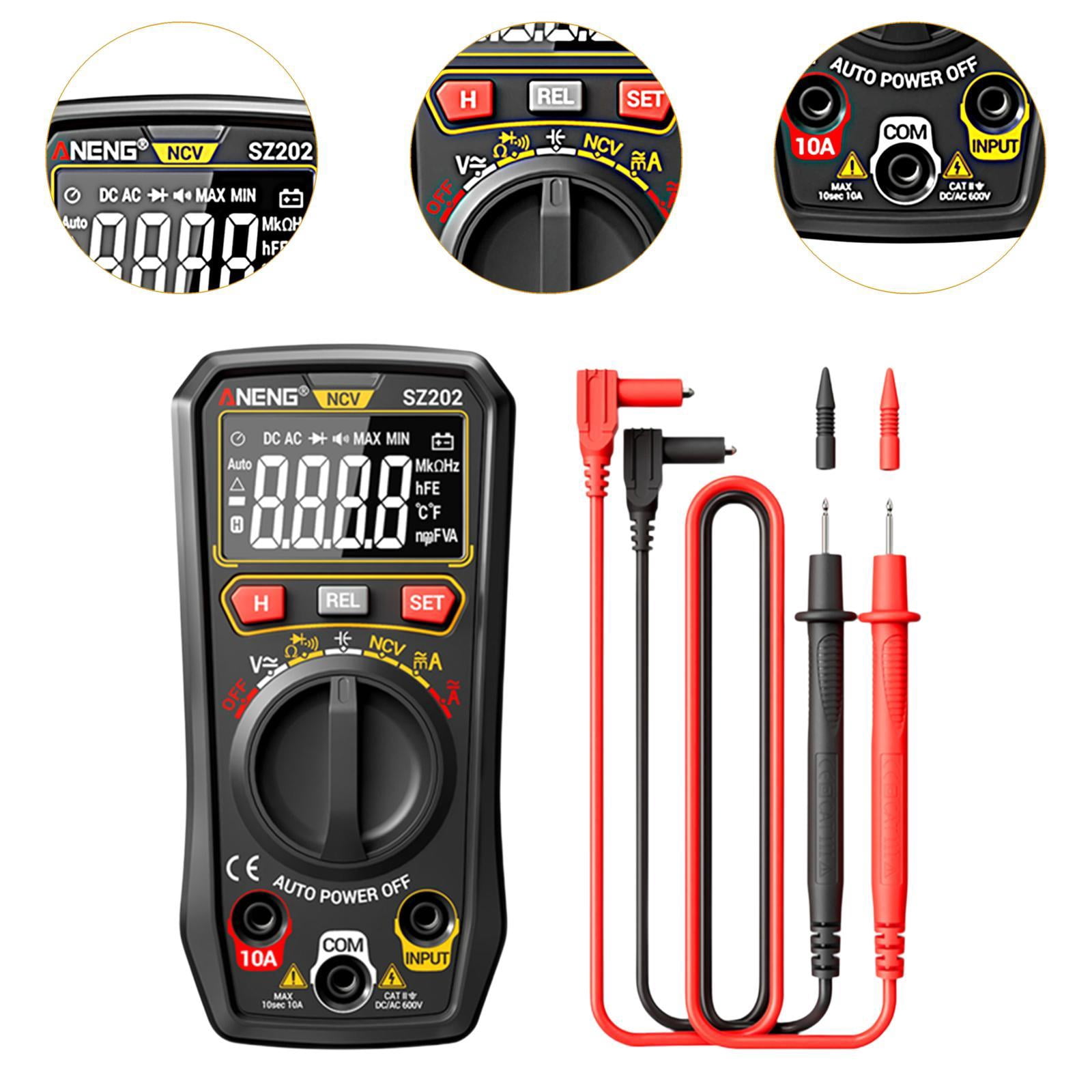 Miulika Digital Multimeter Handheld Multi Tester Lightweight Multipurpose 4000 Counts with Ncv Function Voltage Tester for Automotive Black