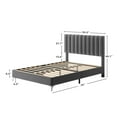 thumbnail image 2 of Faitaliicy Full Platform Bed Frame,Modern Geometric Double-Wing Design headboard/Flannel and Linen Fabric/Easy to Assemble no Noise, 2 of 9