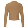 thumbnail image 6 of Hfyihgf Women's Wrap V-Neck Cropped Sweater Long Sleeve Slim Fit Ribbed Knitted Workout Pullover Tops(Khaki,S), 6 of 8