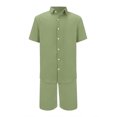 thumbnail image 4 of Pxiakgy Men'S Summer Breathable Two Piece Wrinkled Shirt Shorts Set Men'S Textured Beach Suit Mint Green + 3XL, 4 of 5