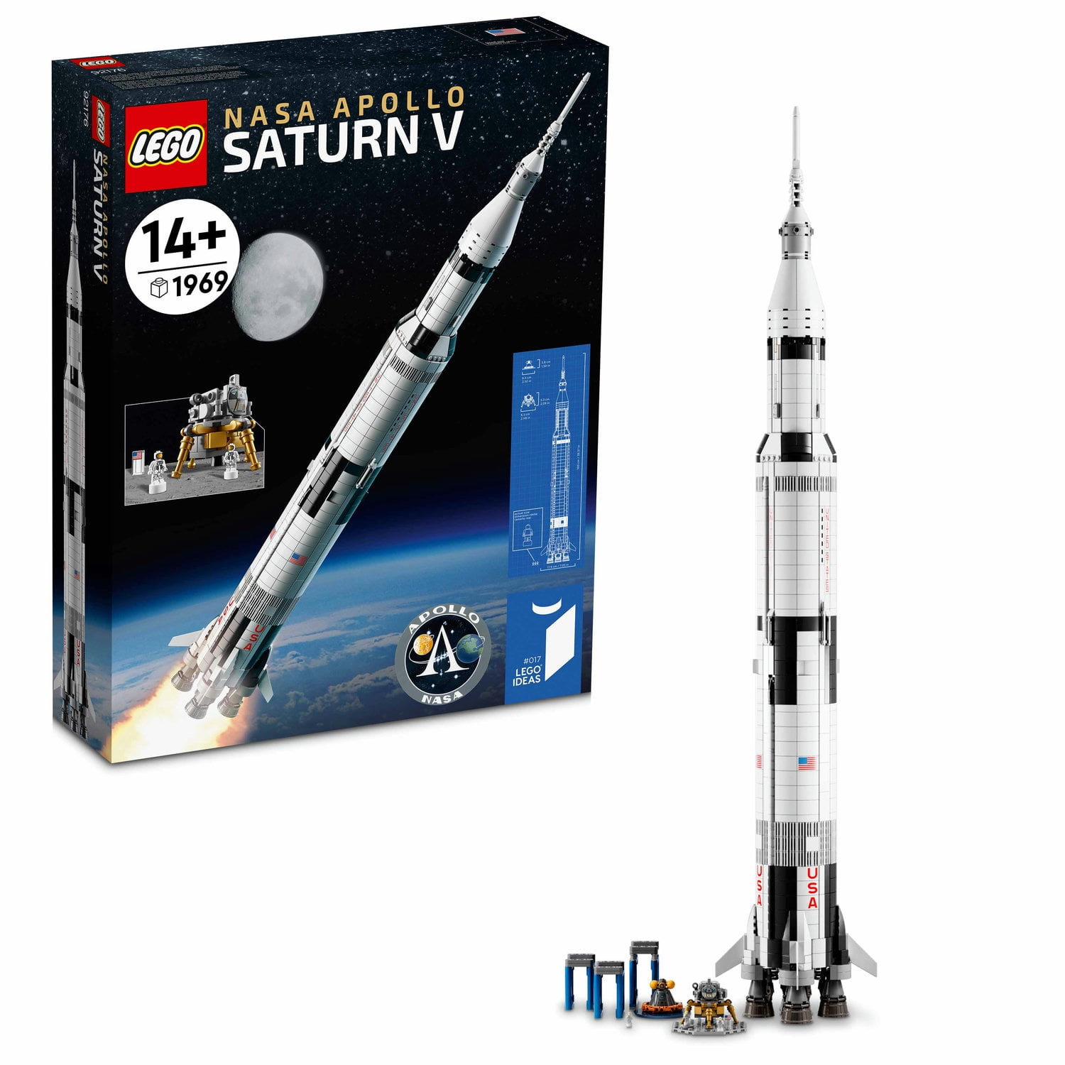 LEGO Ideas NASA Apollo Saturn V 21309 Outer Space Model Rocket for Kids and  Adults, Science Building Kit (1969 Pieces) - Walmart.com