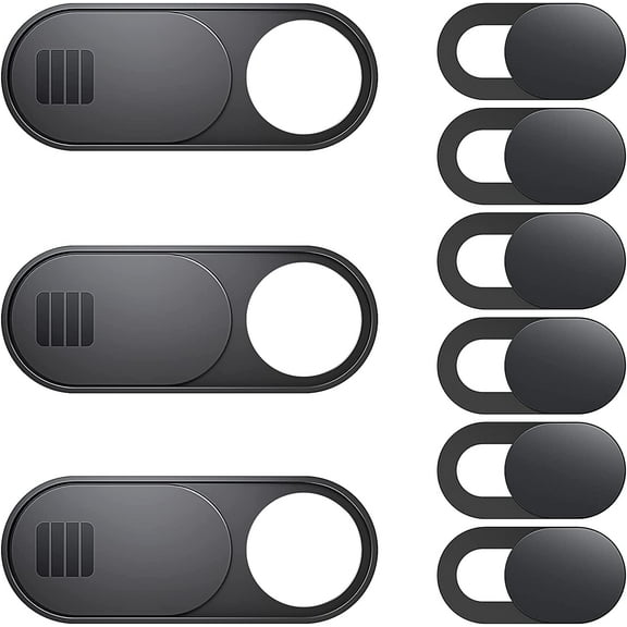Laptop Camera Cover Slide 9 Pack(3 Large   6 Small) Webcam Cover Fit Most Laptop, Cell Phone, PC, Tablet (Black)
