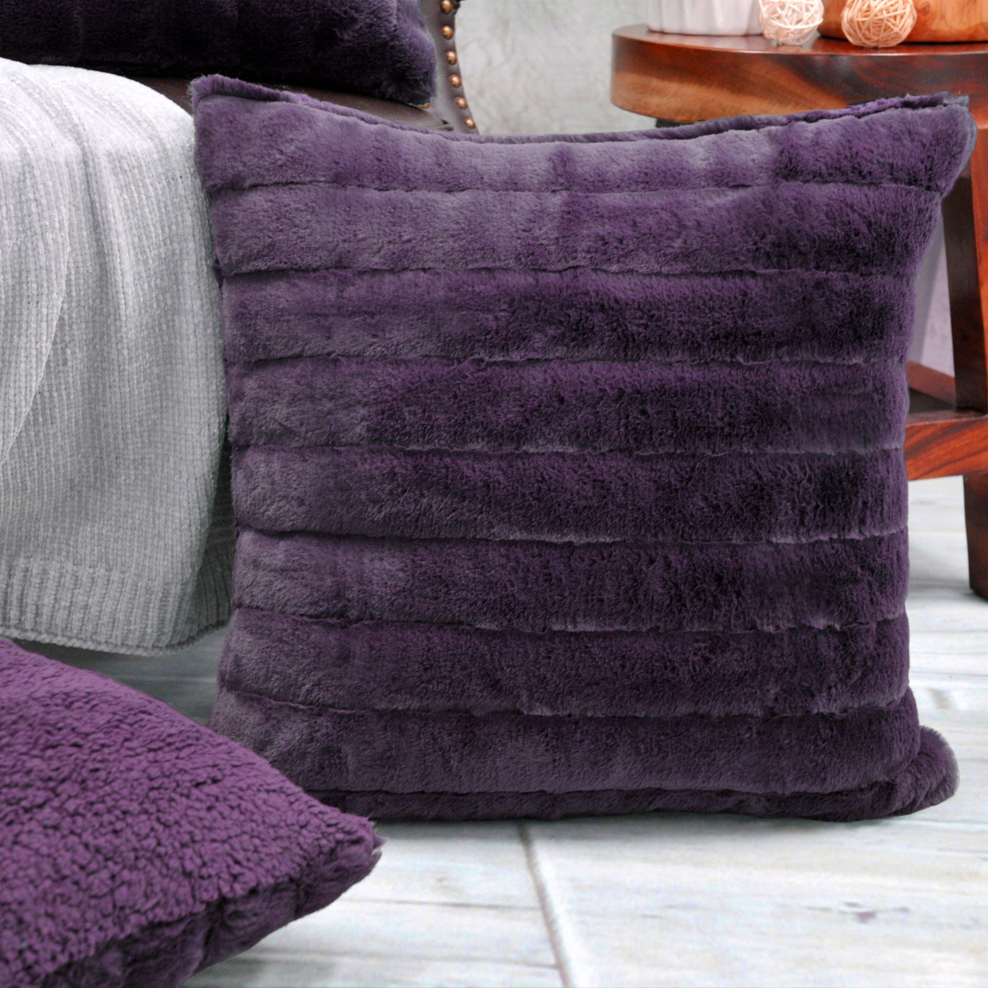 Home Soft Things Super Soft Decorative Pillow Covers, Set of 4, 20x20 inches, Blackberry