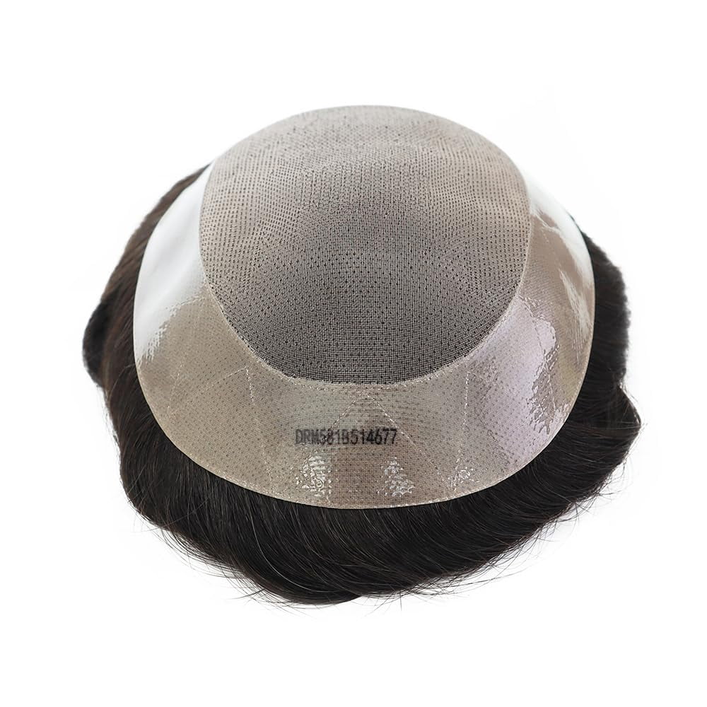 Durable Mono Base Men Toupee 100% Human Hair Hair Replacement System for Men Natural Black Invisible Hairline Man Wig