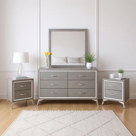 New Classic Furniture Huxley 3-Pc Wood Bedroom Set with Dresser in Gray New Classic Furniture Huxley 3-Pc Wood Bedroom Set with Dresser in Gray