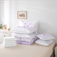 thumbnail image 6 of jejeloiu Personalized Gifts Bowtie Bedding Comforter Set 7 Pieces,Letter K Full Bedding Set,Purple White Bow Bowknot Fitted Sheet Flat Sheet,Lightweight Room Decoration Reversible, 6 of 8