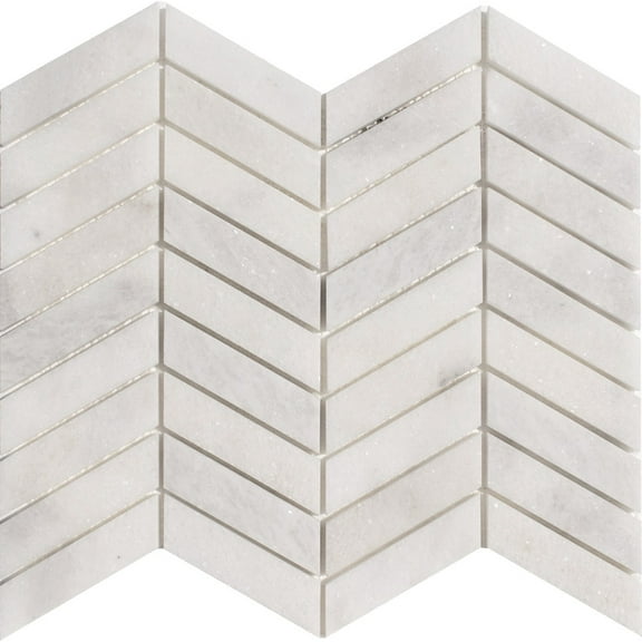 Chevron Crystal White Honed Marble Mosaic Tile