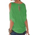 thumbnail image 4 of Dnzceghtig Camisetas de manga corta con hombros descubiertos para mujer, blusa suelta de verano, murciélago, 4 of 5