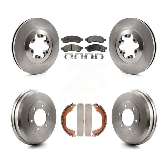 Transit Auto Front Rear Disc Brake Rotors Ceramic Pads and Drum Kit for Car Chevrolet Colorado GMC Canyon K8T-103651