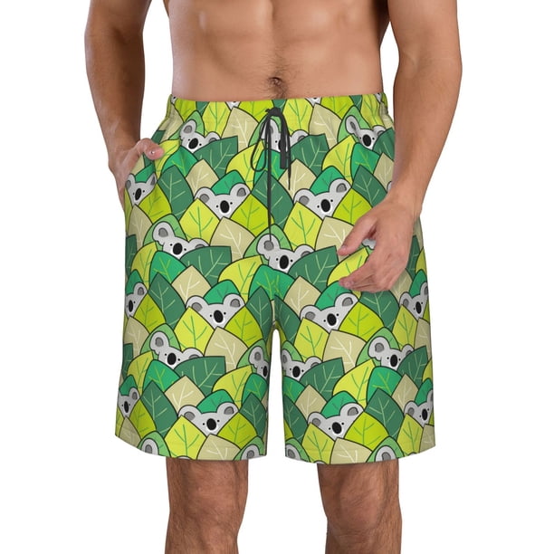 Fotbe Cartoon Koala Bear and Leaf Trajes de Baño Estampados para Hombre, Shorts de Verano de Secado Rápido, Ropa de Playa, Bañadores-3X-Large