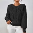 thumbnail image 2 of vigerkar Womens Sweaters Crewneck Long Sleeve Cable Knit Chunky Sweater Tops Fashion Fall Outifits (Black, XL), 2 of 4
