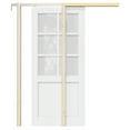 thumbnail image 3 of 32" x 80" 6-Lite Frosted Glass Pocket Door with Soft Close, Solid Door Panel & Pocket Door Hardware & Frame, Bathroom Door, Bedroom Door, Pre-finished & Paintable, White, 3 of 11