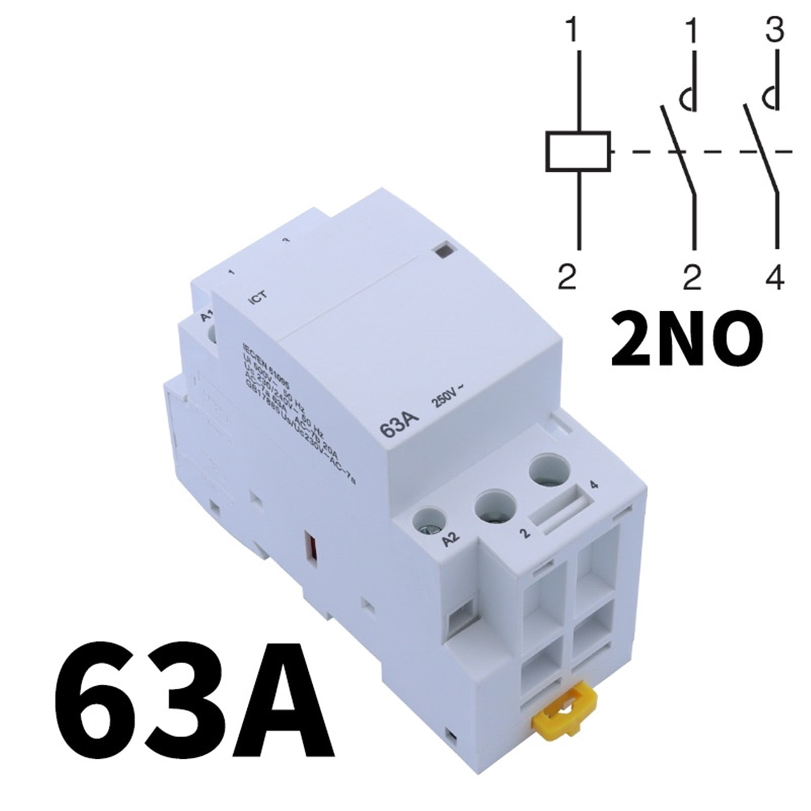 2P 63A 40A 220V/230V 50/60HZ Din Rail Household Ac Contactor 2NO