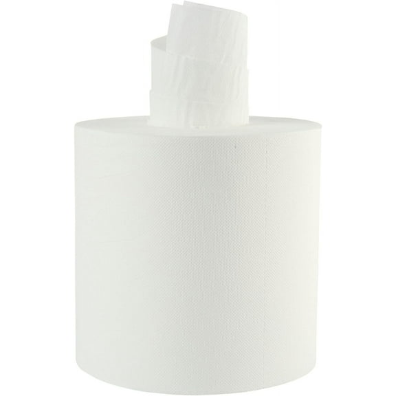 Bathroom Center-Pull Disposable Hand Paper Towel Roll, 2-Ply, 7.6 x 8.9, 600/Roll, 6/Carton, White