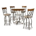thumbnail image 1 of Linon Hamilton Five Piece Wood and Steel Swivel Pub Set in Matte Pewter & Bronze, 1 of 5