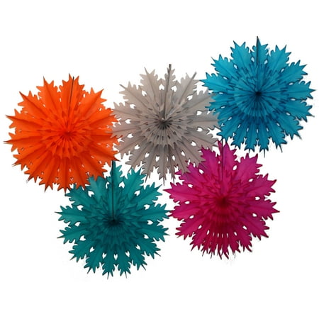 Devra Party 19 Inch Tissue Paper Snowflake Decorations Set Of 5