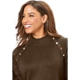 thumbnail image 2 of Jessica London Women's Plus Size Gold Button Mockneck Sweater, 2 of 5