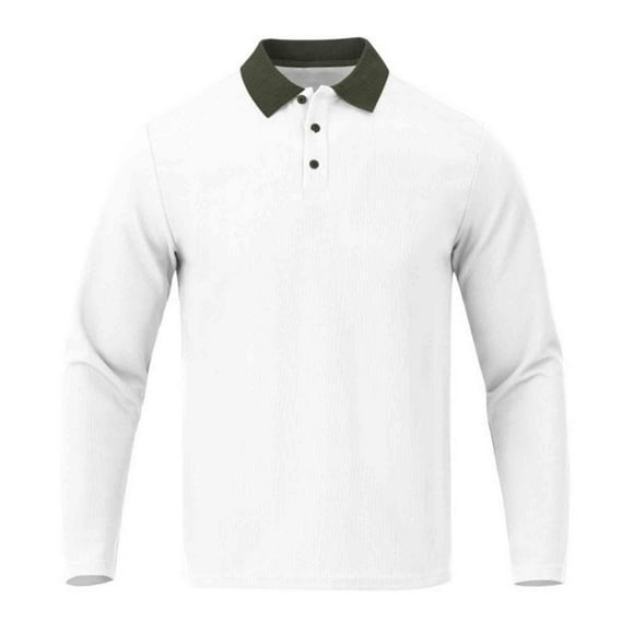LNWUY Men's Knit Long Sleeve Sweaters Solid Color Turndown Collar Sweater Casual Dress Pullover Fashion Golf Sweaters White L