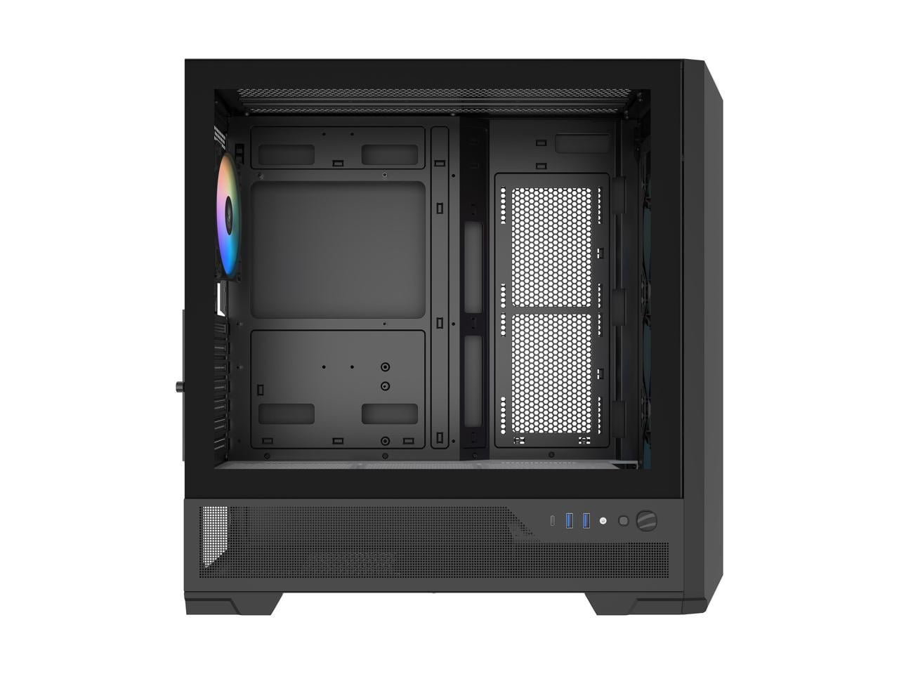 SAMA S41 Mid-Tower PC Case, 4 x 120mm ARGB Fans, Pre-Installed ARGB HUB, 4mm Tempered Glass, USB3.1 Type-C & USB 3.0 Ports, 7 Slots, Supports ATX / M-ATX / ITX, 360mm Water Cooling, Black